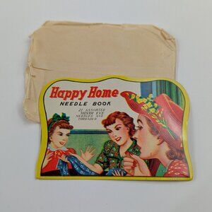Happy Home Vintage Needle Book 21 Nickel Plated Needles & Threader Japan NEW